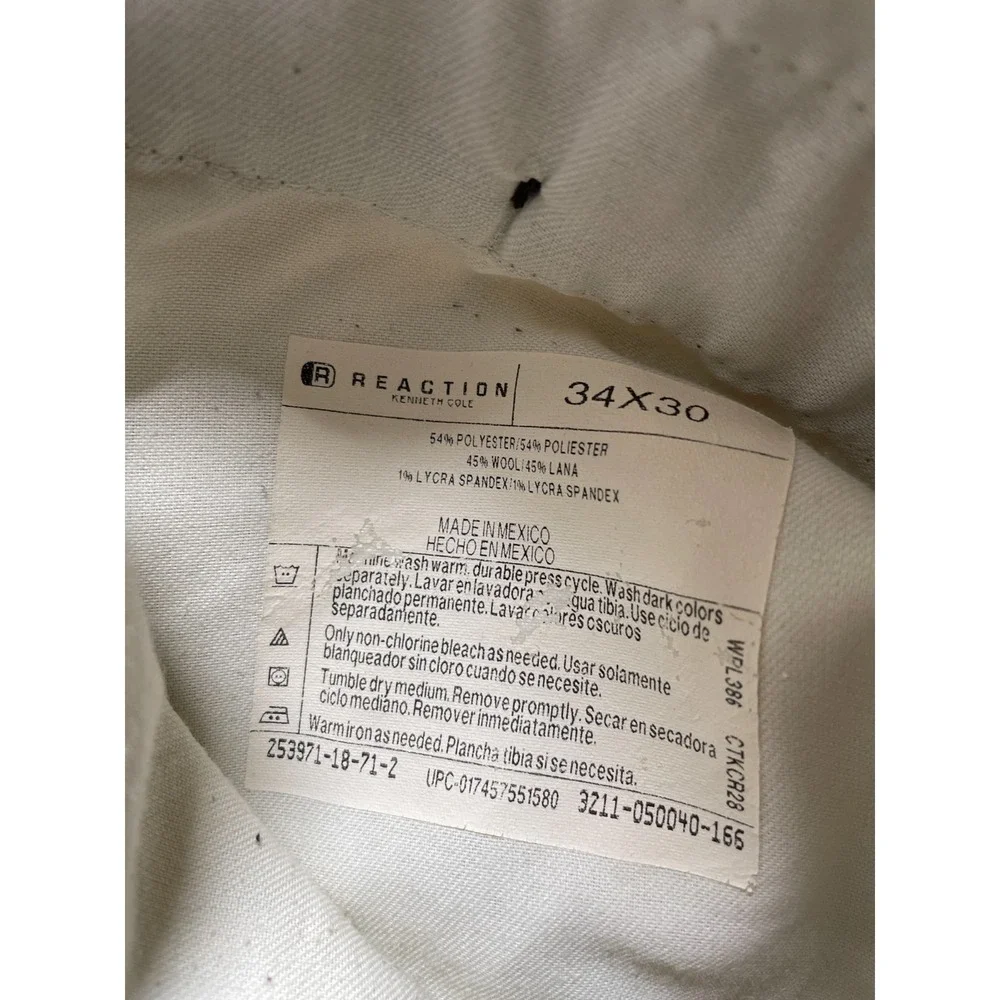 Reaction Kenneth Cole Dress Pants Mens 34x30 Brown Straight Leg Formal Business
